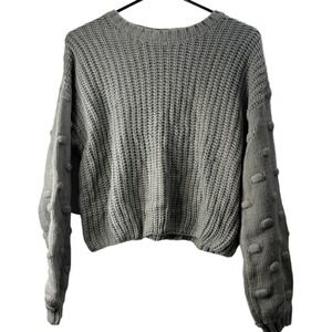 Anthropologie Moon & Madison Womens XS Knit Pullover Crop‎ Bobble Sweater Sage
